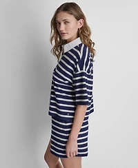 Dkny Jeans Women's Striped Polo T-Shirt