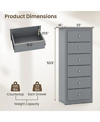 Gouun 6-Drawer Tall Chest Dresser for Bedroom Storage