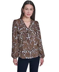 Tommy Hilfiger Women's V-Neck Long-Sleeve Ruffle Blouse