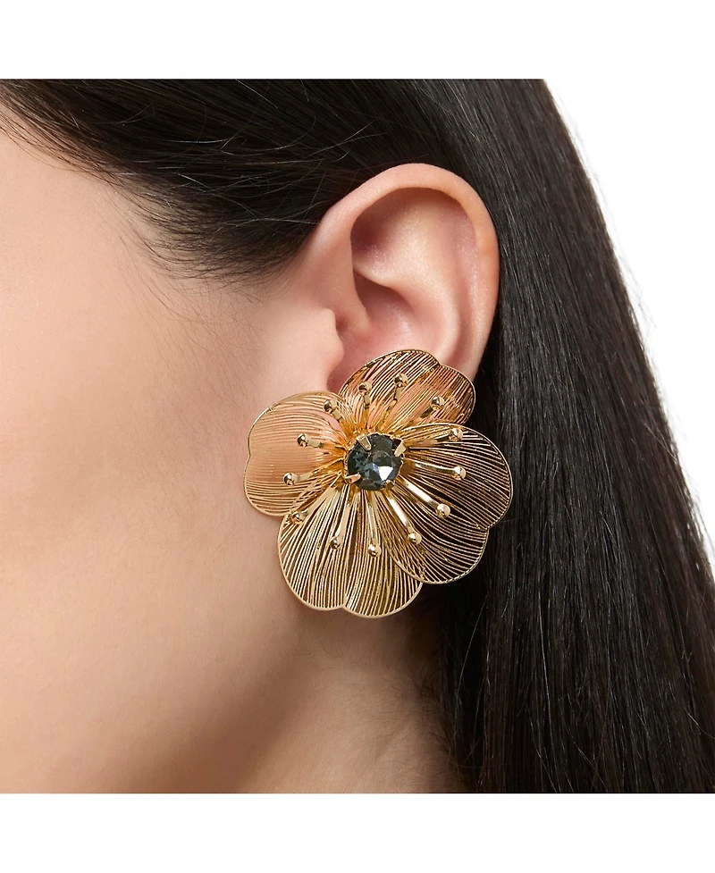 Jessica Simpson Filigree Flower Stud Earrings with Crystal Center