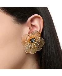 Jessica Simpson Filigree Flower Stud Earrings with Crystal Center