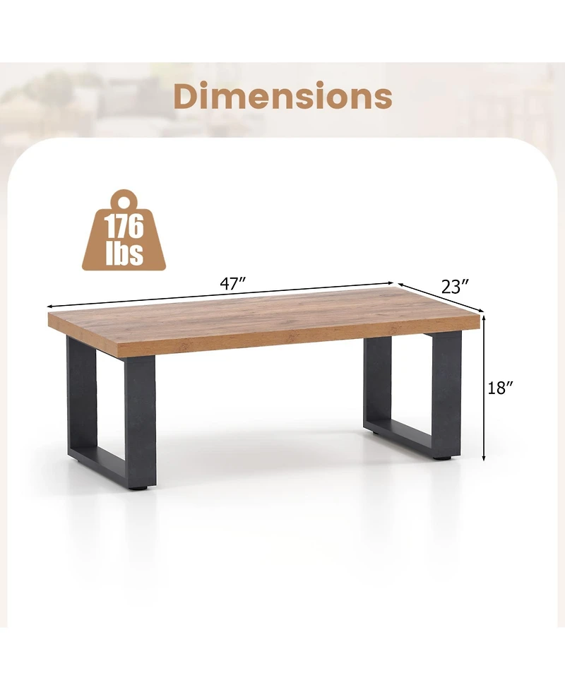 Slickblue Oak Farmhouse Coffee Table Rustic Thick Top Wood Texture