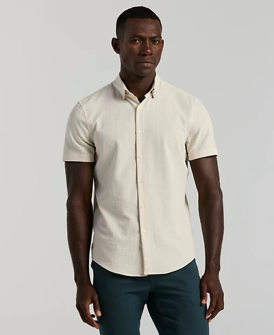 Perry Ellis Men's Slim-Fit Stretch Solid Button-Down Seersucker Shirt