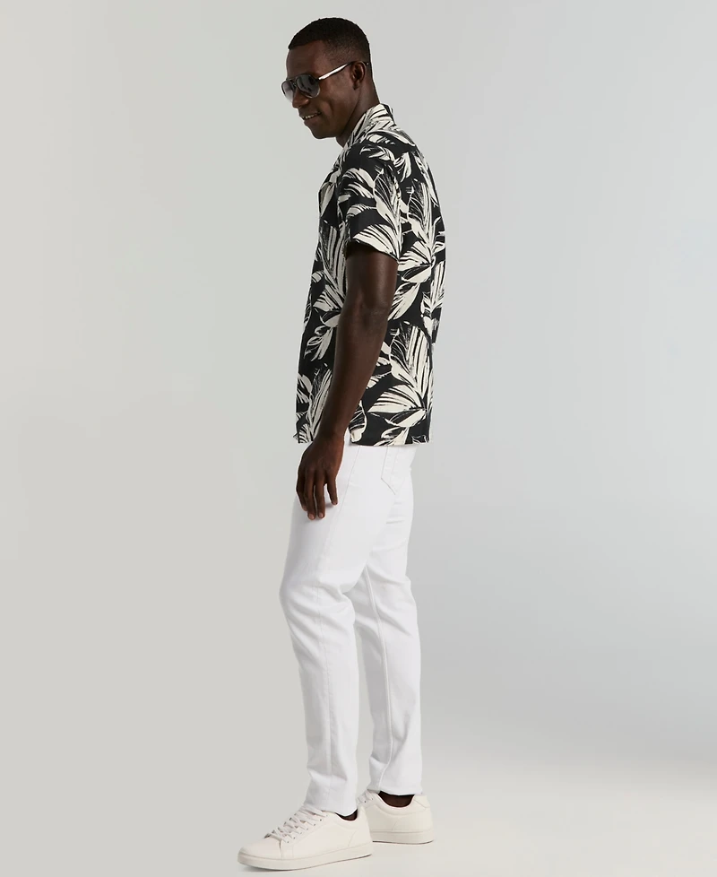Perry Ellis Men's Leaf Print Camp Collar Shirt