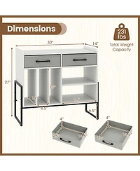 Gouun Vinyl Storage Cabinet with Charging Station and Adjustable Shelf