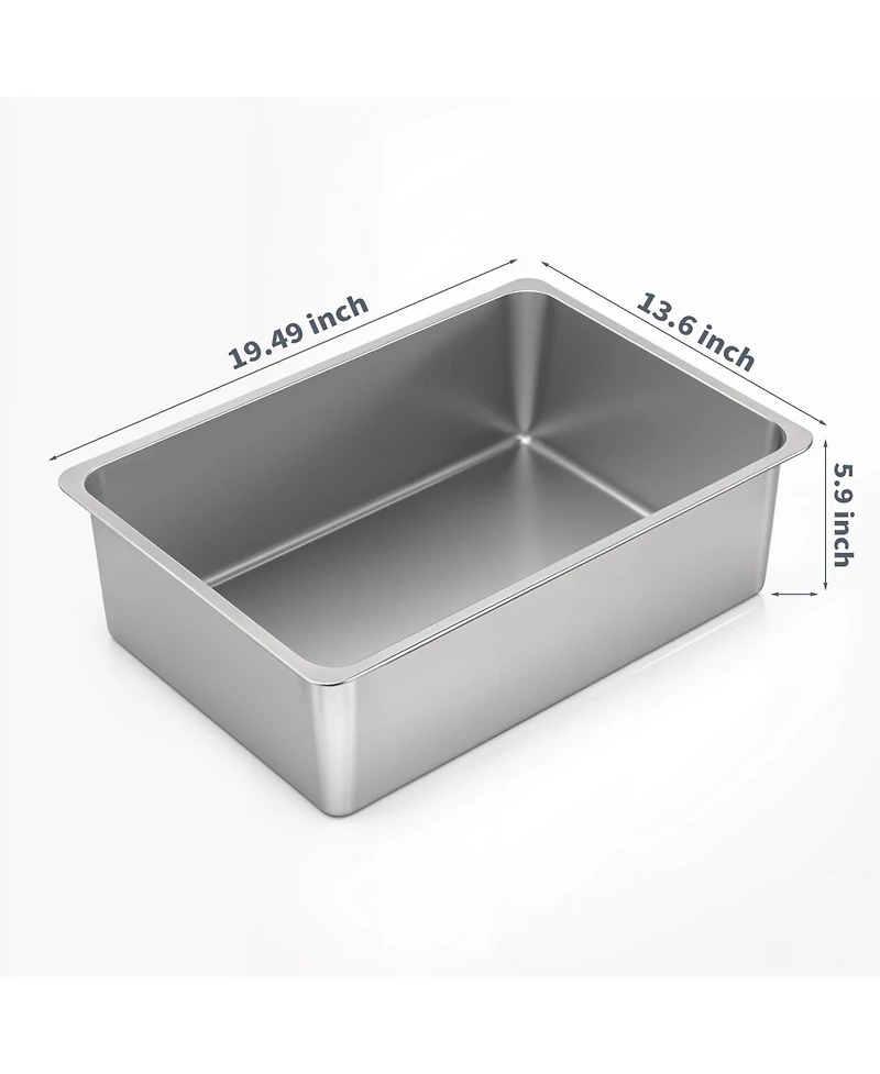 Aronkl Stainless Steel Cat Litter Box High Sided Large Non Stick No Smell Easy Clean Pet Toilet For Kitten Rabbit