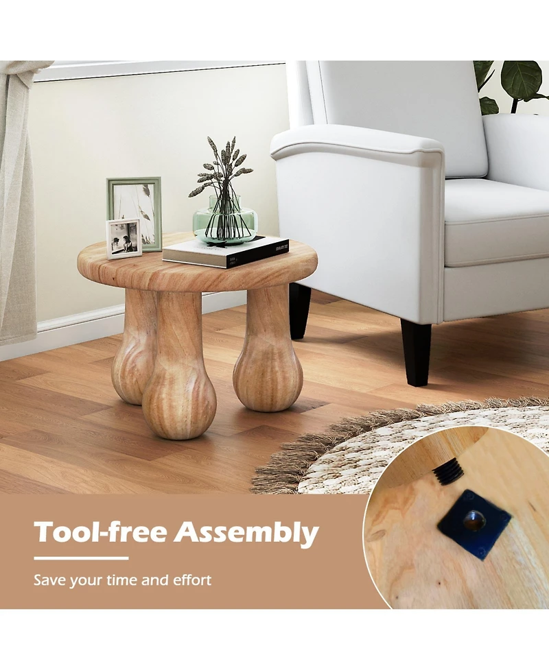 Slickblue Solid Mahogany Wood Coffee Table, Small Table with Thickened Top and Column Legs