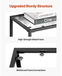 Sugift 3-Tier Glass Console Table, Modern Sofa Side Table with Iron Legs
