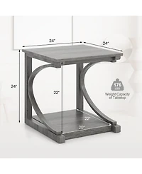 Sugift C Shaped Two Tier End Table for Sofa and Bedside