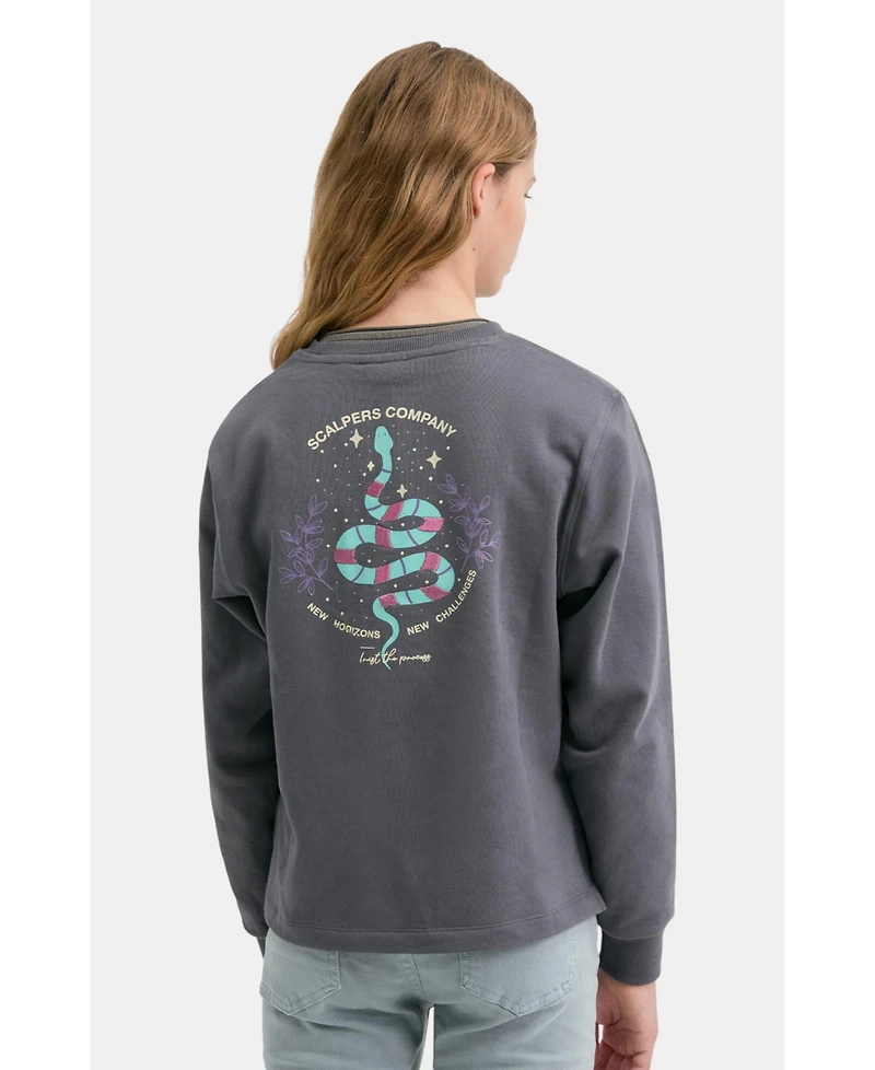 Scalpers Big Girls sweatshirt embroidered with snake motif