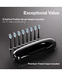 AquaSonic Elite Rechargeable Electric Toothbrush Set - Ada Accepted, 5 Modes, Travel Case, 8 Brush Heads
