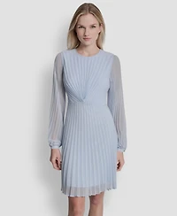 Dkny Women's Long Balloon-Sleeve Crewneck Short Dress