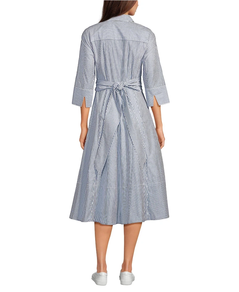 Lands' End Women's Poplin Midi Wrap Front Dress