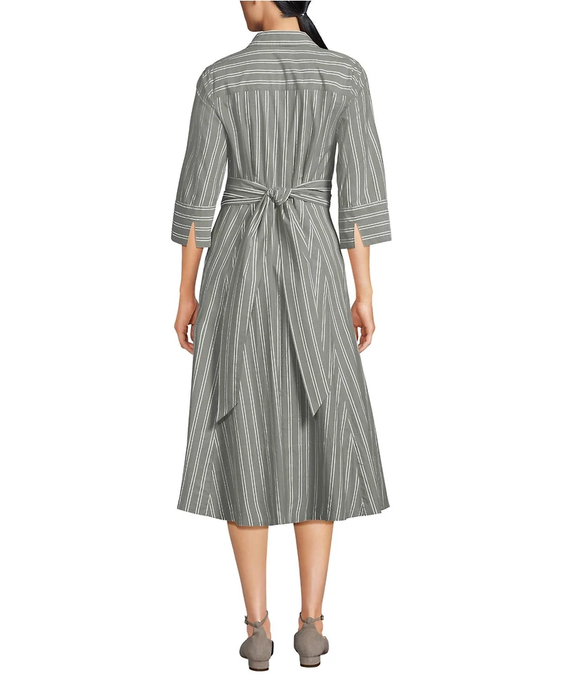 Lands' End Women's Poplin Midi Wrap Front Dress