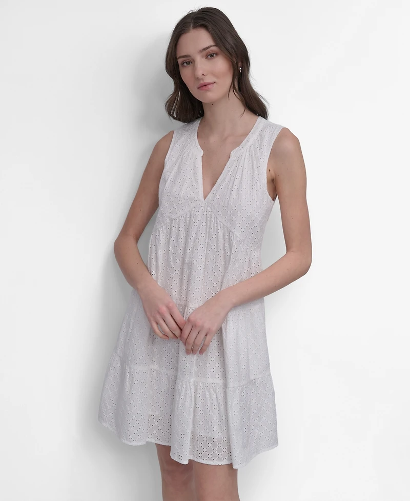 Dkny Jeans Women's V-Neck Tiered Pull-On Dress