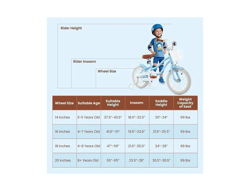 Hongge 16 Inch Kids Bike with Adjustable Handlebar and Seat
