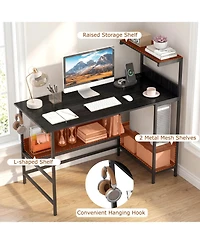 Slickblue Computer Desk 48 Inch with Power Ports and Storage Organizer