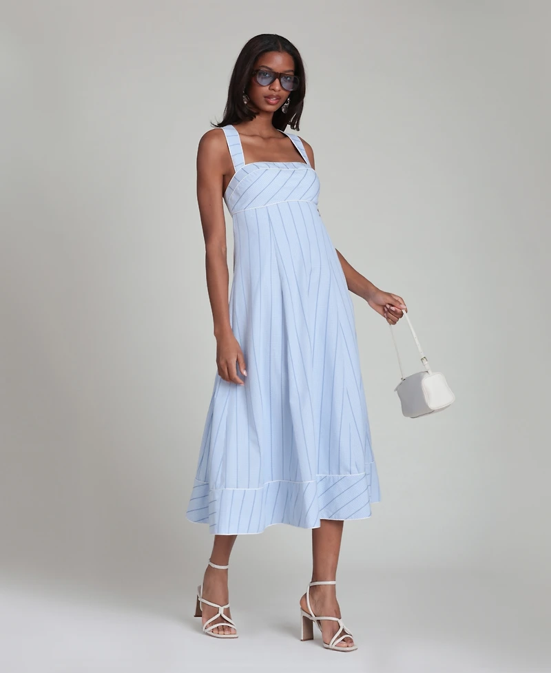 Avec Les Filles Women's Contrast Piping Midi Dress
