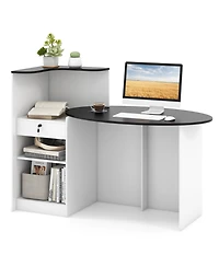 Slickblue Modern Reception Front Desk with Oval Tabletop Counter