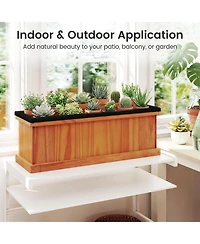 Gymax 2PCS Wood Raised Garden Bed With Drainage Holes and Liner for Growing Flowers Herbs