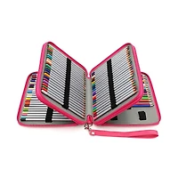Gnuadz Pu Leather Pencil Case 120 Slot Holder Handle Strap Box