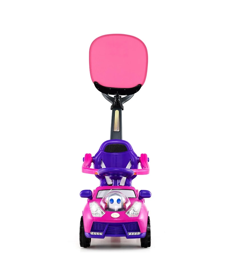 Slickblue 3-in-1 Toddler Ride-On Push Car with Seat Belt and Canopy