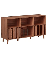 Gaomon Record Player Stand with Charging Station and Vinyl Storage