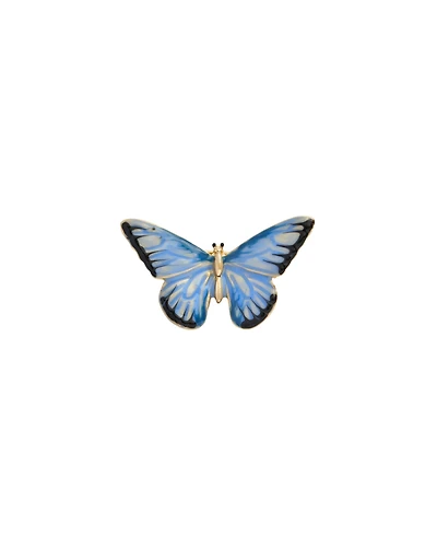 Fable England Enamel Blue Butterfly Brooch