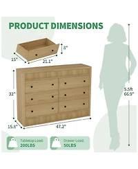 gaomon Modern Fluted 6 Drawer Dresser Wooden Storage Chest