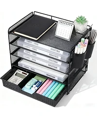 Gnuadz Desk Organizer 5-Tier Letter Tray Drawer Pen Holders File Storage