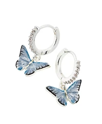 Fable England Blue Butterfly Earrings Silver