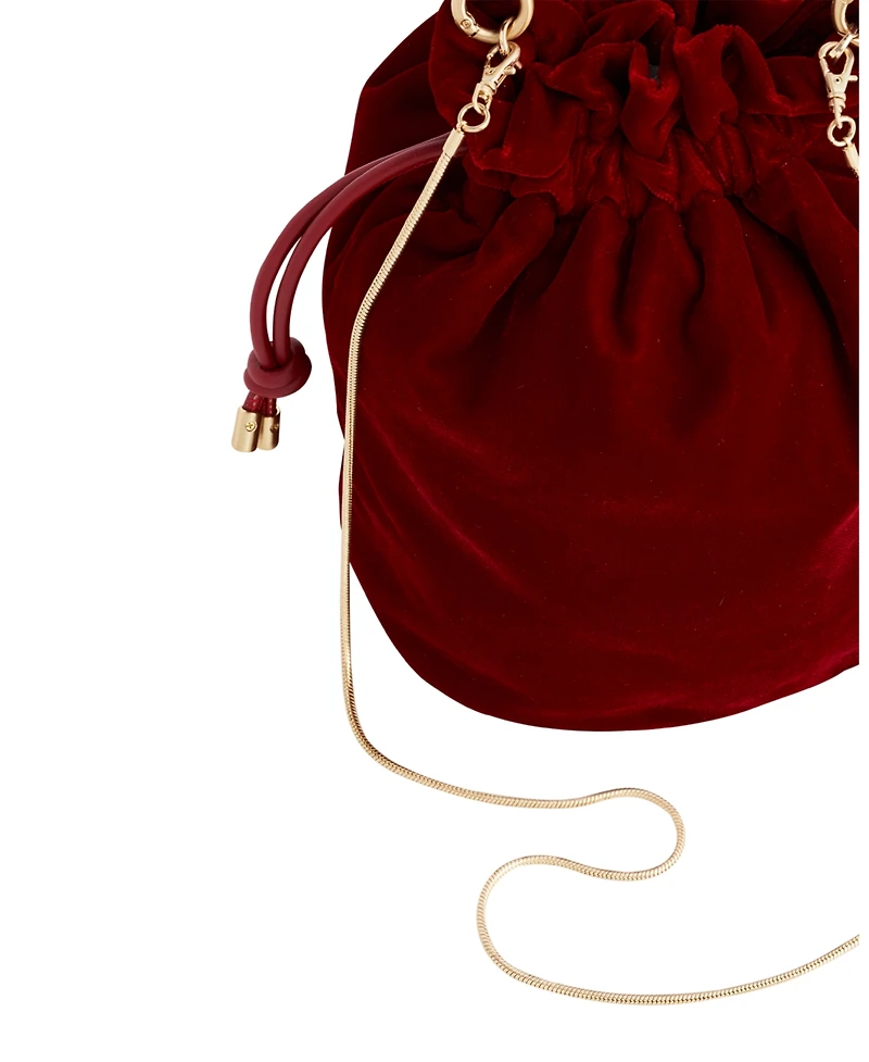 Fable England Red Velvet Bucket Bag