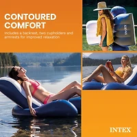 Intex Floating Recliner Inflatable Lake Lounge, Pool Float Chair w/ Cup Holders