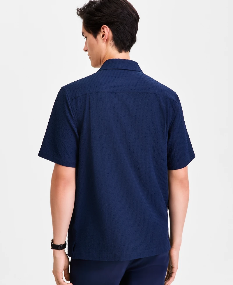 Alfani Men's Short-Sleeve Paperweight Solid Shirt, Macy's Exclusive