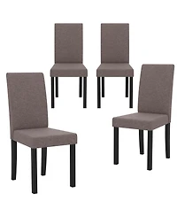 Gymax Dining Chair Set of 4 Fabric Upholstered Rubber Wood Legs Side Armless