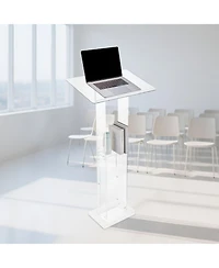 Sugift Podium Stand, 50" Acrylic Lectern, Portable Laptop Desk, for Classroom