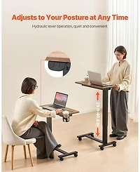 Sugift Overbed Table, Mobile with Electric Lift, Adjustable Height for Home or Office