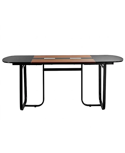 Sugift Conference Table, 6 ft Oval, Office Meeting Table for 6-8 People with Metal Legs