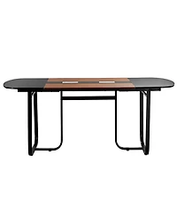 Sugift Conference Table, 6 ft Oval, Office Meeting Table for 6-8 People with Metal Legs