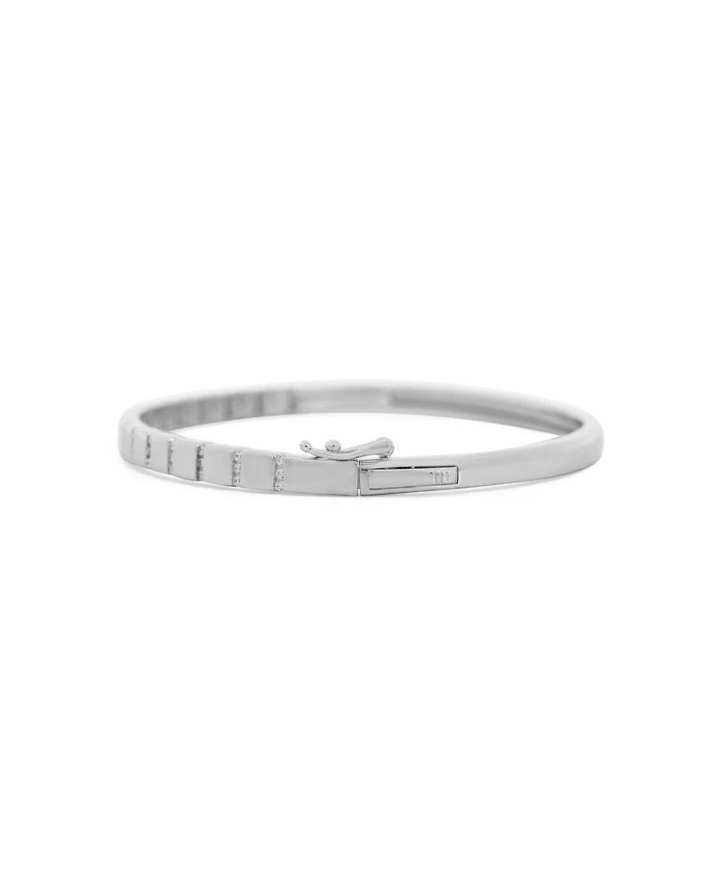 The Lovery Ribbed Cz Bangle Sterling Silver