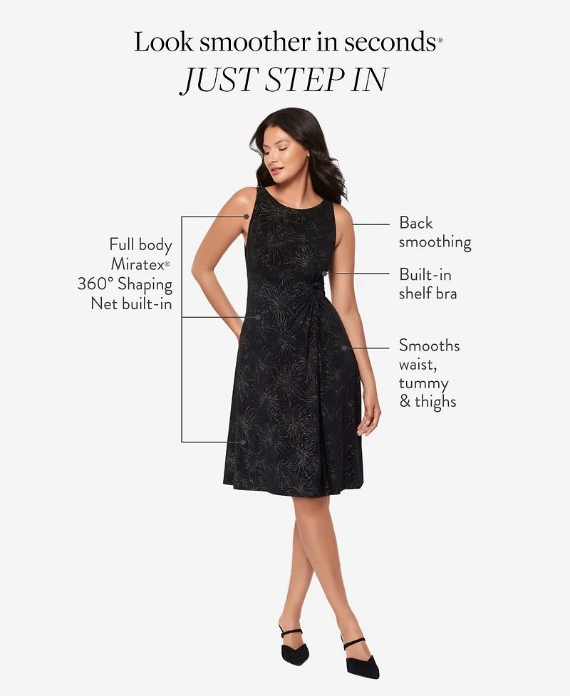 Body by Miraclesuit Women's Skylights Starburst-Print Round Neck Midi Dress