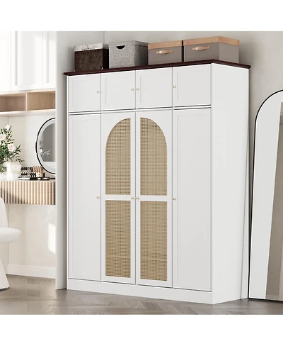 Streamdale Furniture 8-Door Rattan Wardrobe with Flexible Storage