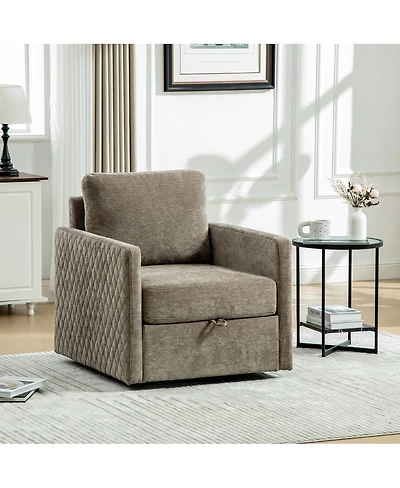 Streamdale Furniture 360° Swivel Armchair with Storage and Tufted Armrests