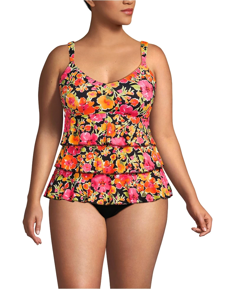 Lands' End Women's Ruffle Fauxkini One Piece Swimsuit