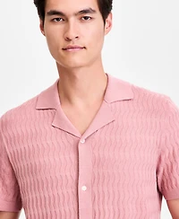 Alfani Men's Short-Sleeve Textured Button Down Sweater, Macy's Exclusive