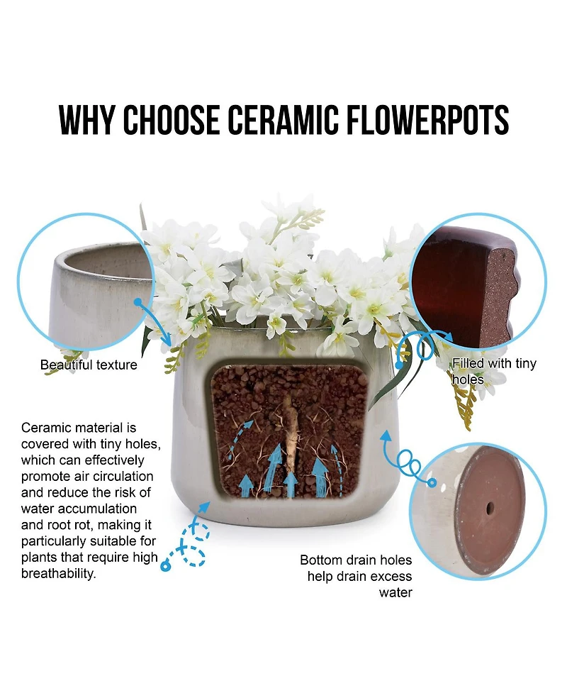 Streamdale Furniture Handmade Ceramic Planter Set