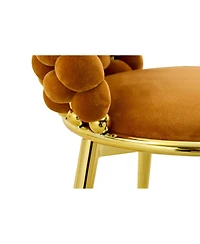 Streamdale Furniture Set of 2 Orange Velvet Dining Chairs with Gold Legs & Woven Rope Backs