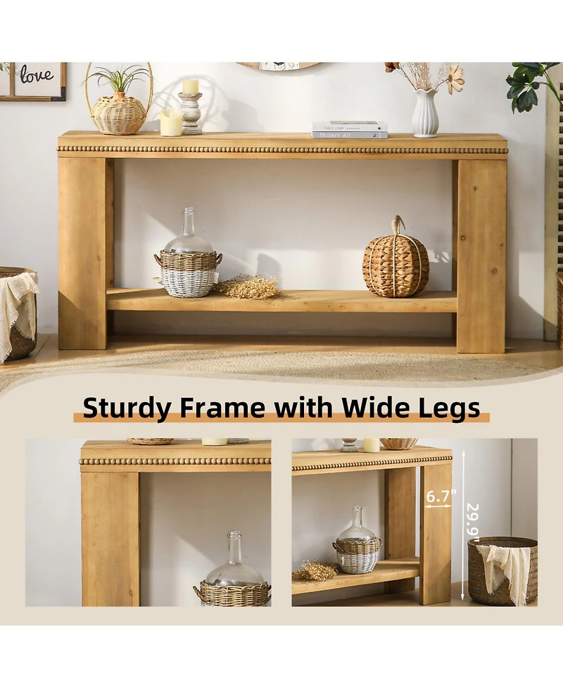 Streamdale Furniture 63" Boho Console Table - Rustic Farmhouse Sofa/Entry Table