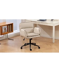 Streamdale Furniture Pu Criss Cross Swivel Desk Chair with Adjustable Armrests & Wheels