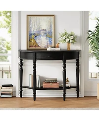 Streamdale Furniture Farmhouse Half Moon Console Table with Drawer And Shelf